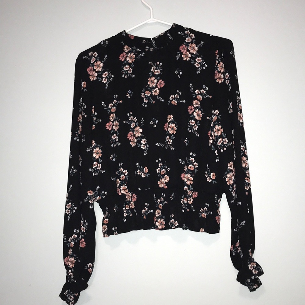 Floral long sleeve silky T